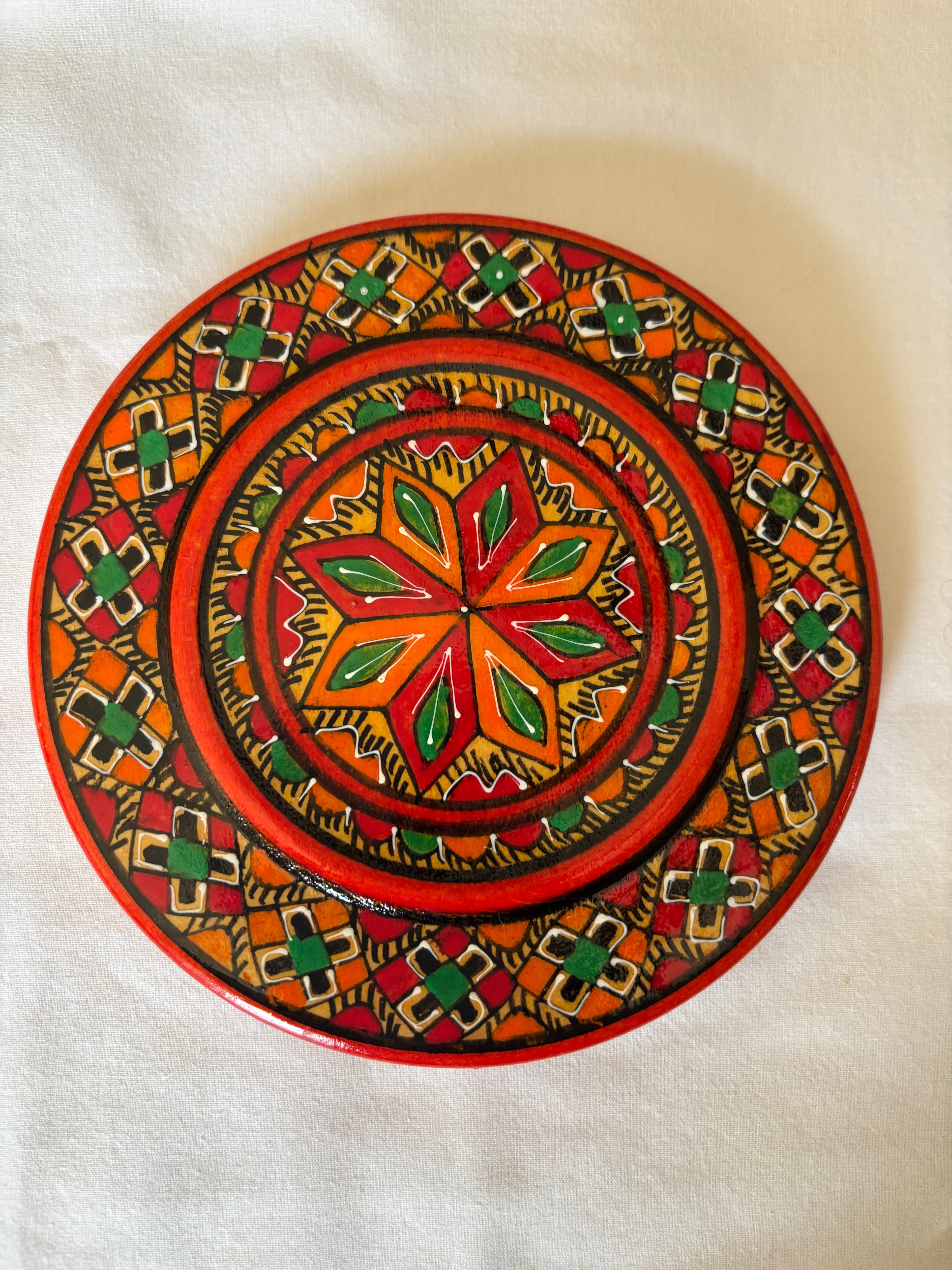 Handmade Ukrainian Wood Carved Hutsul Decorative Plates-7.74x1 inch