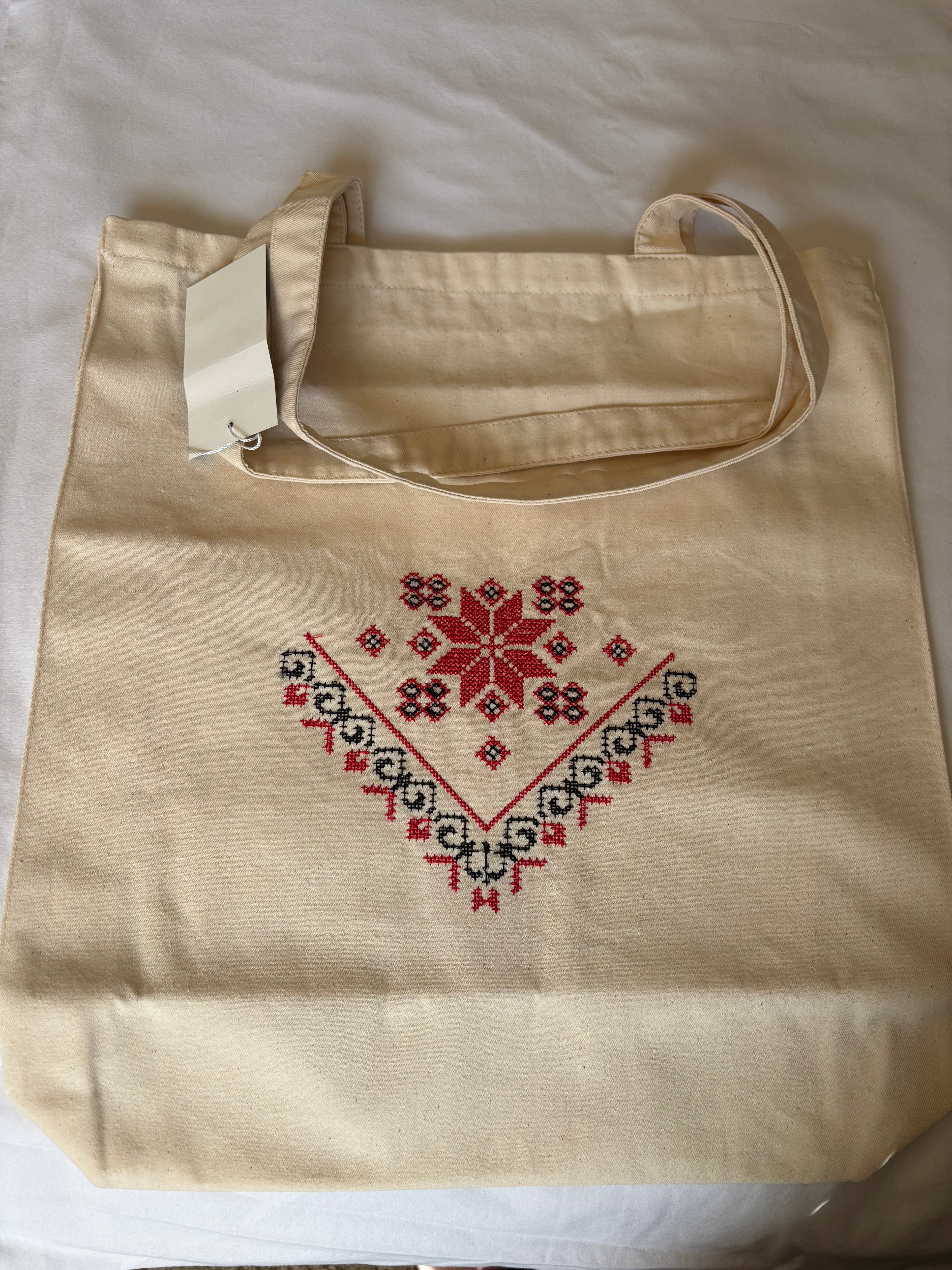 Tote Shopper With Traditional Ukrainian Embroidery,16.5X14  inches