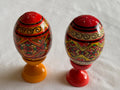 Wooden Pysanka Egg on Wooden Stand-Medium 2.7 x 3 inches