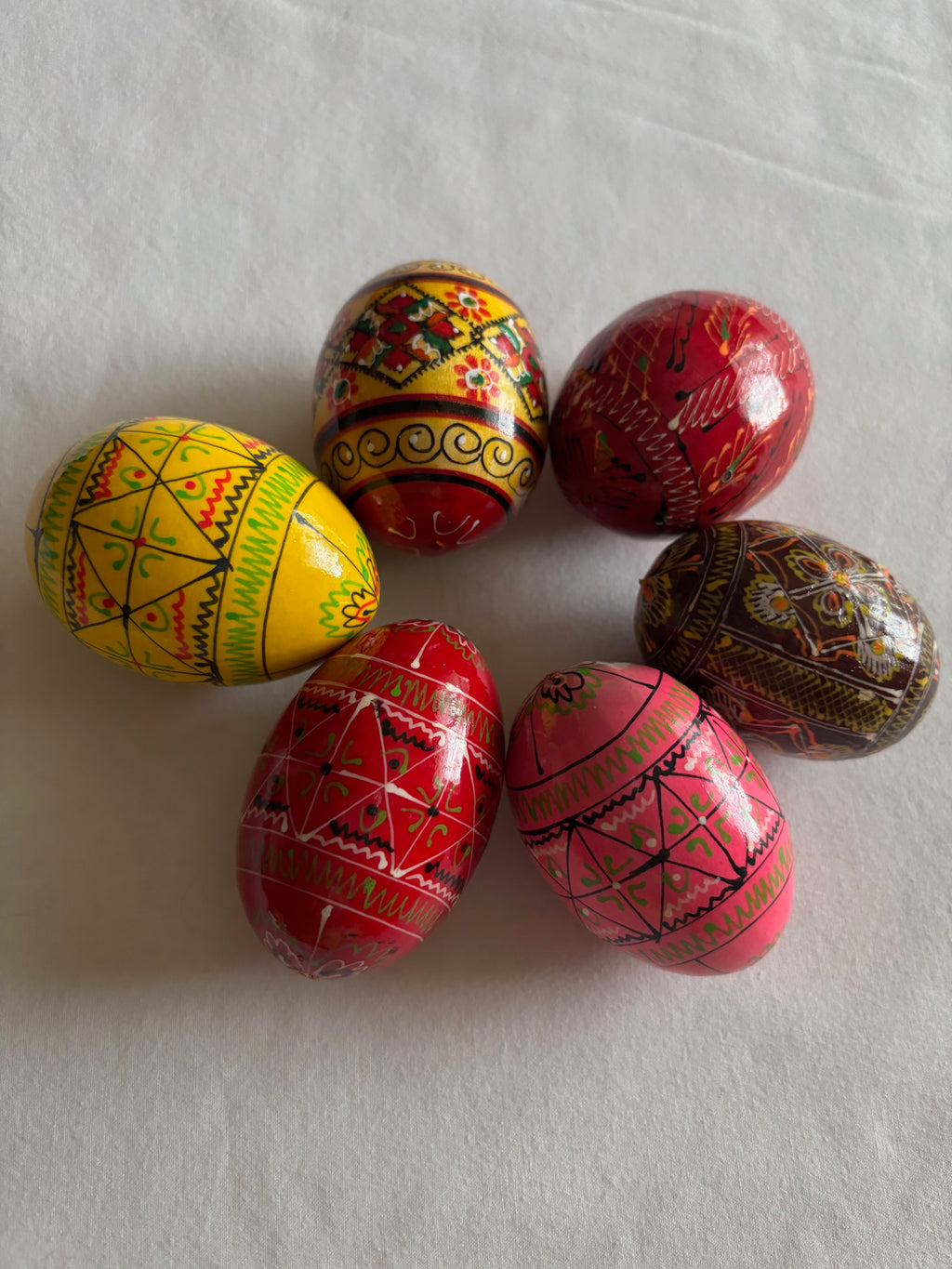 Ukrainian Pysanka Decorative Hand Painted 6  Wooden  Eggs
