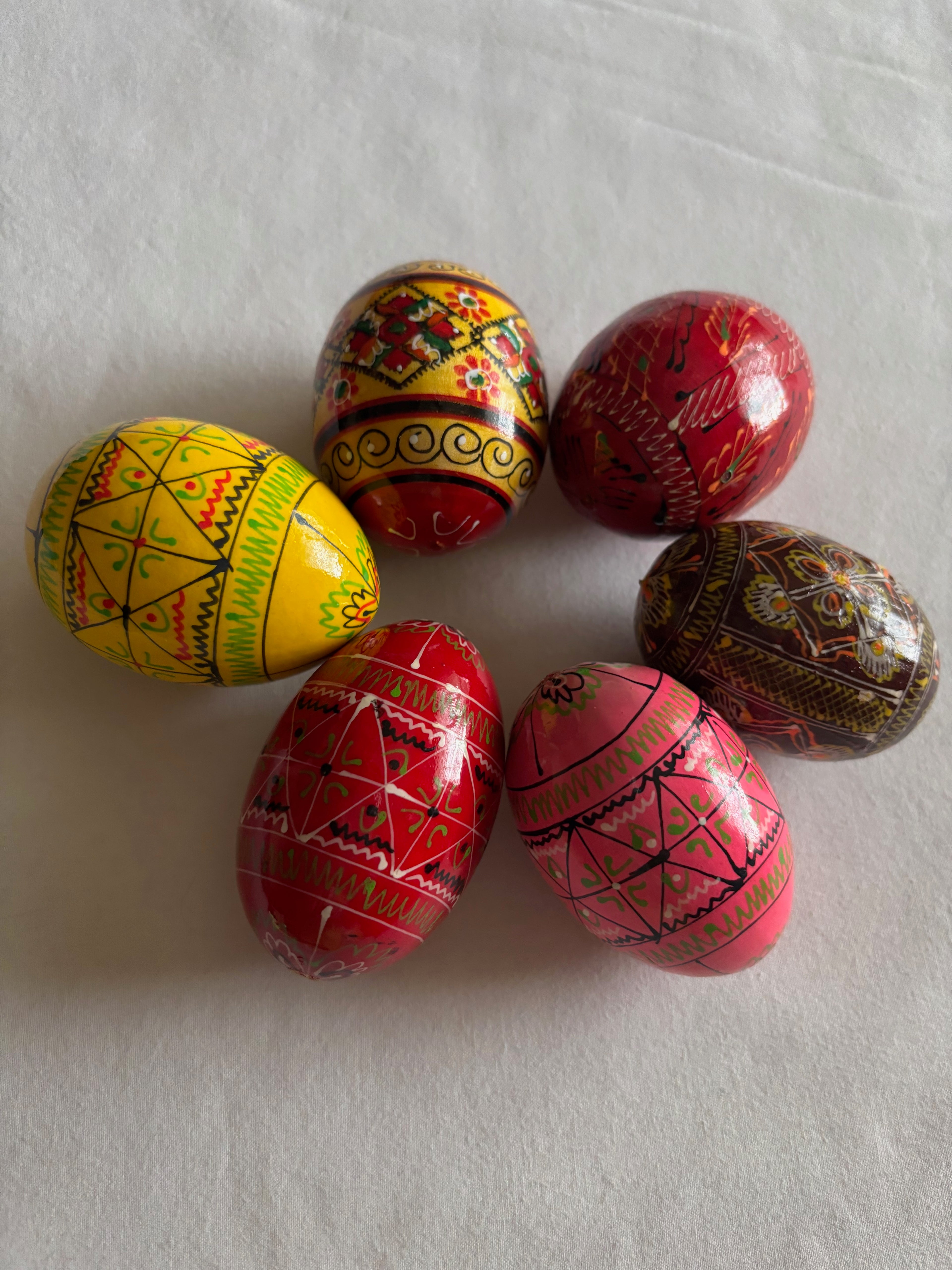 Ukrainian Pysanka Decorative Hand Painted 6  Wooden  Eggs