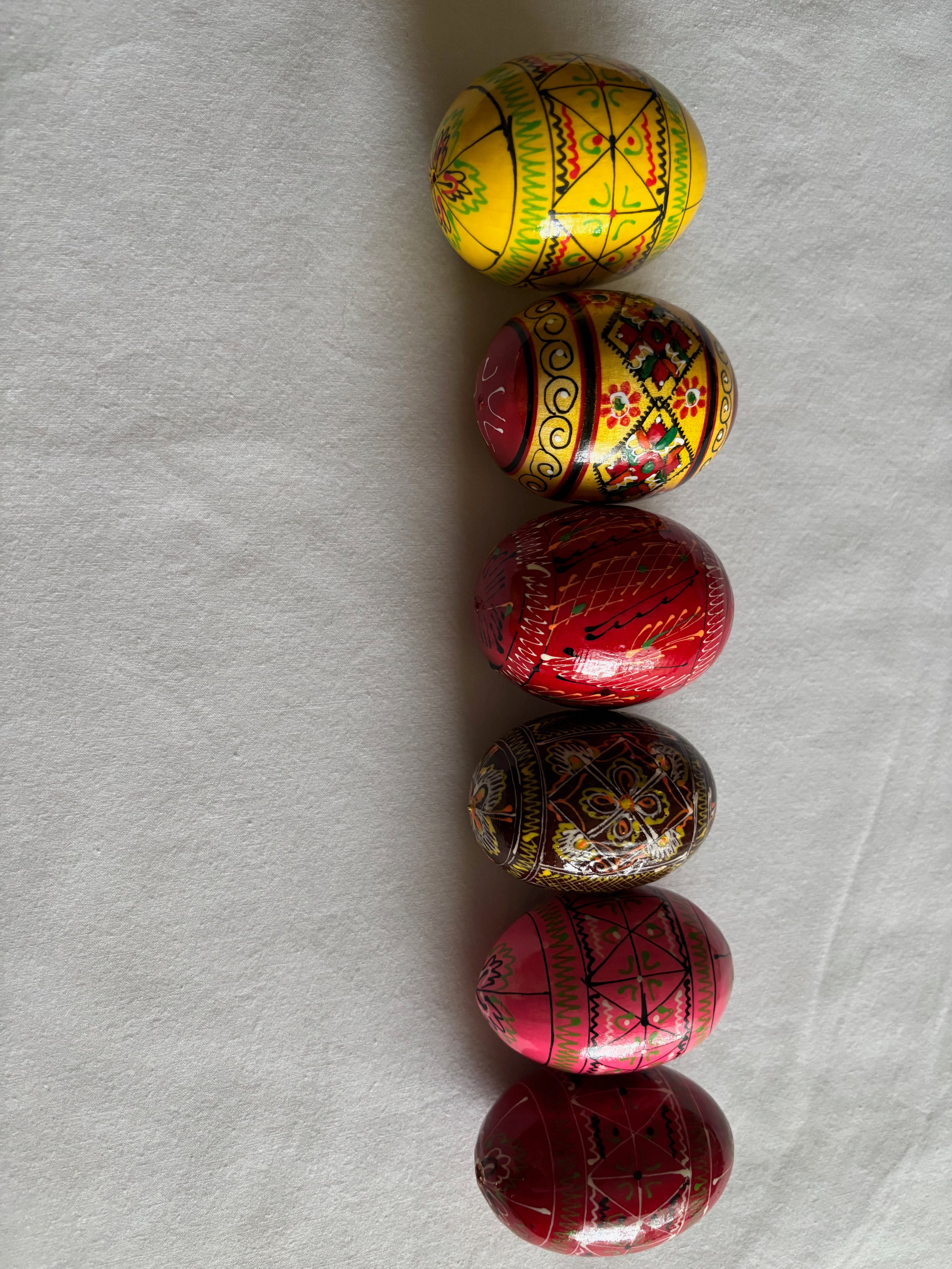 Ukrainian Pysanka Decorative Hand Painted 6  Wooden  Eggs