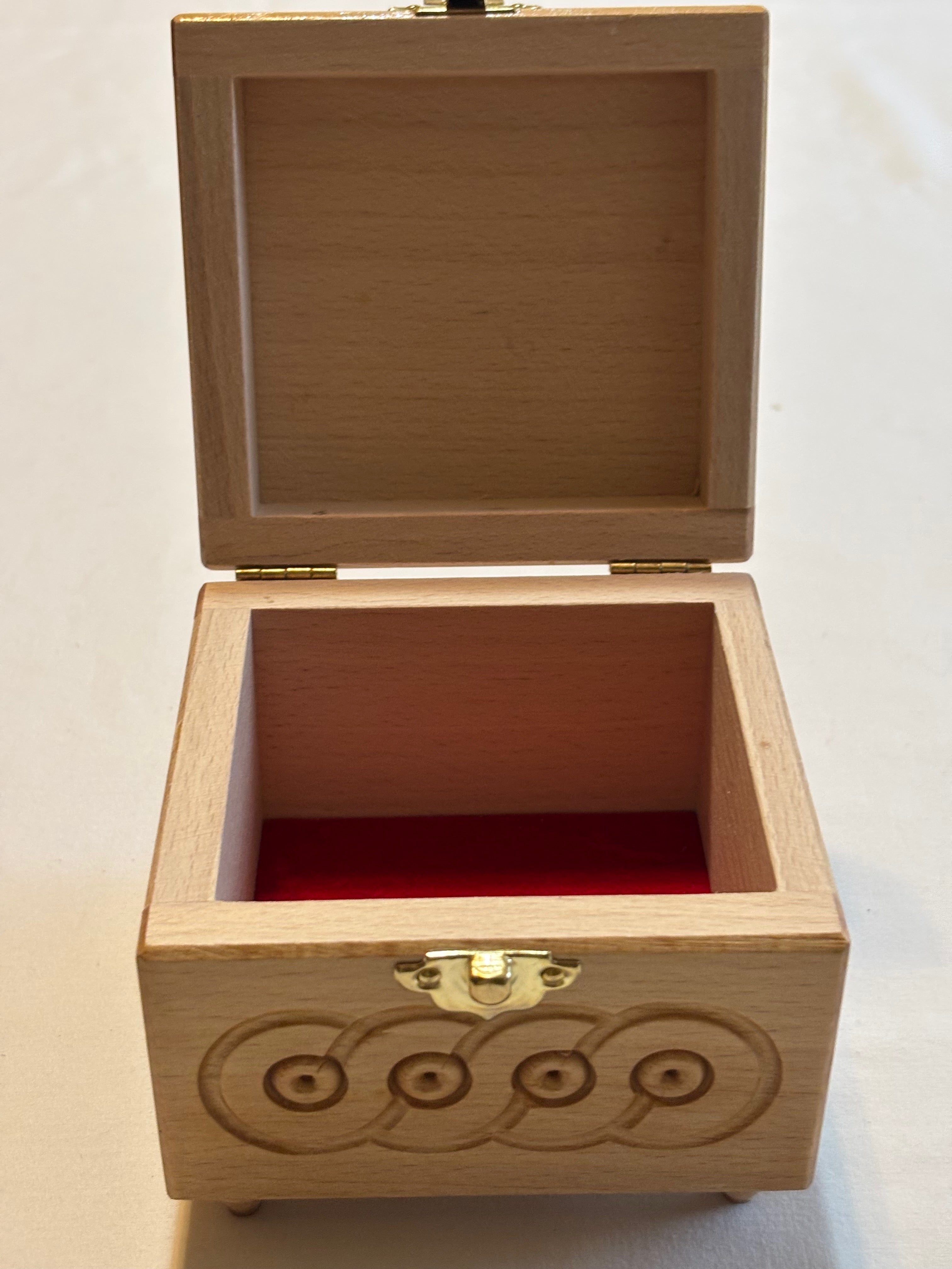 Hutsul Style Carved Wooden Chest  4.2X4.2X3 inches