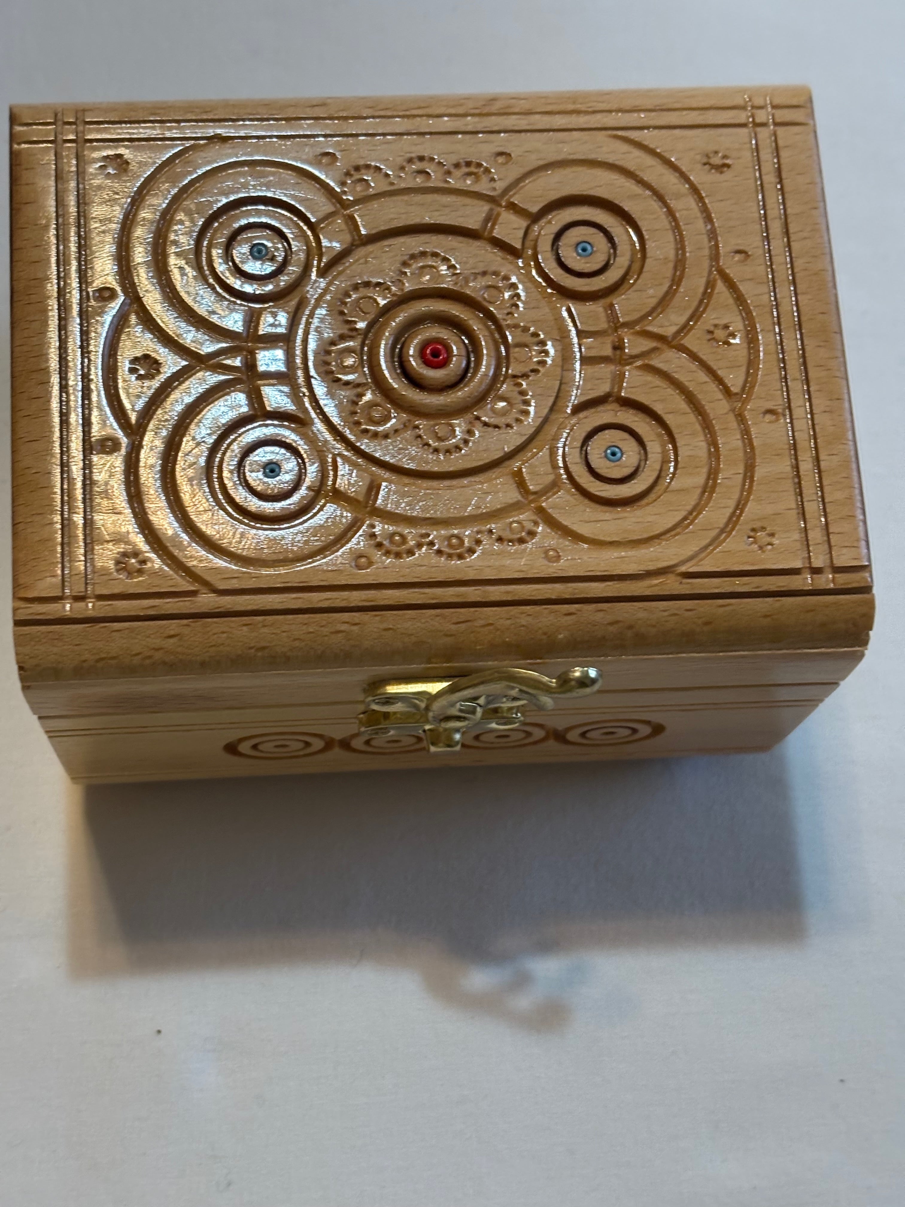 Hutsul Style Carved Wooden Chest  5X3.5X2.75  inches