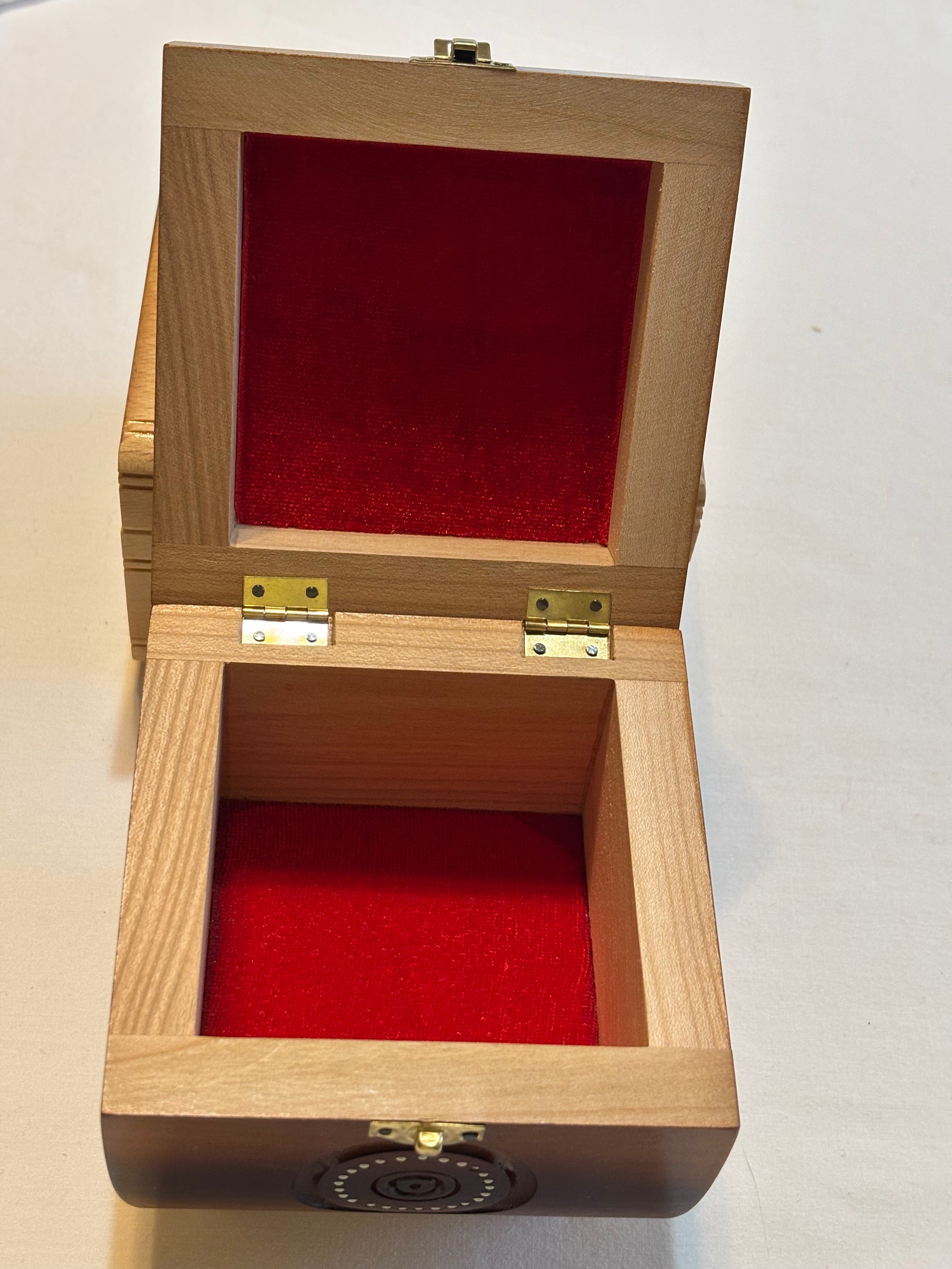 Hutsul Style Carved Wooden Chest  4.2X4.2X3.5  inches