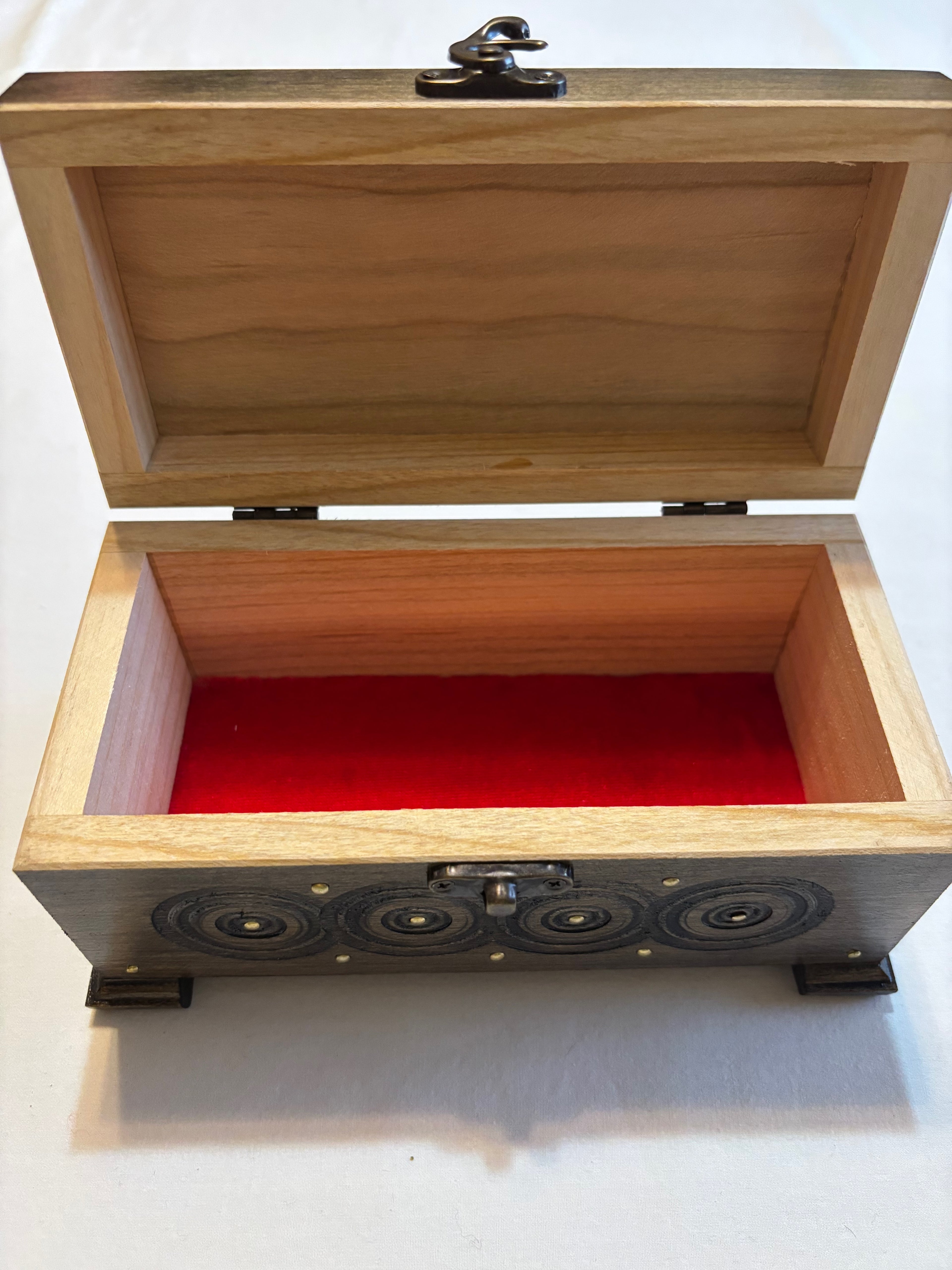 Hutsul-style Ukrainian carved wooden chest 7X3.5X3.5 inches