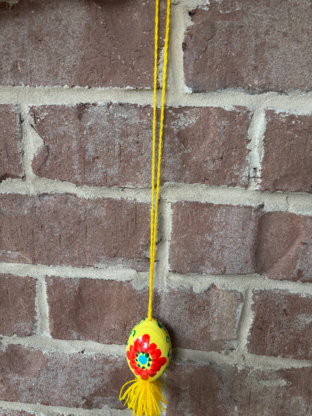 Ukrainian Pysanka Decorative Hand Painted 6 Wooden  Eggs with cords 2.5X2