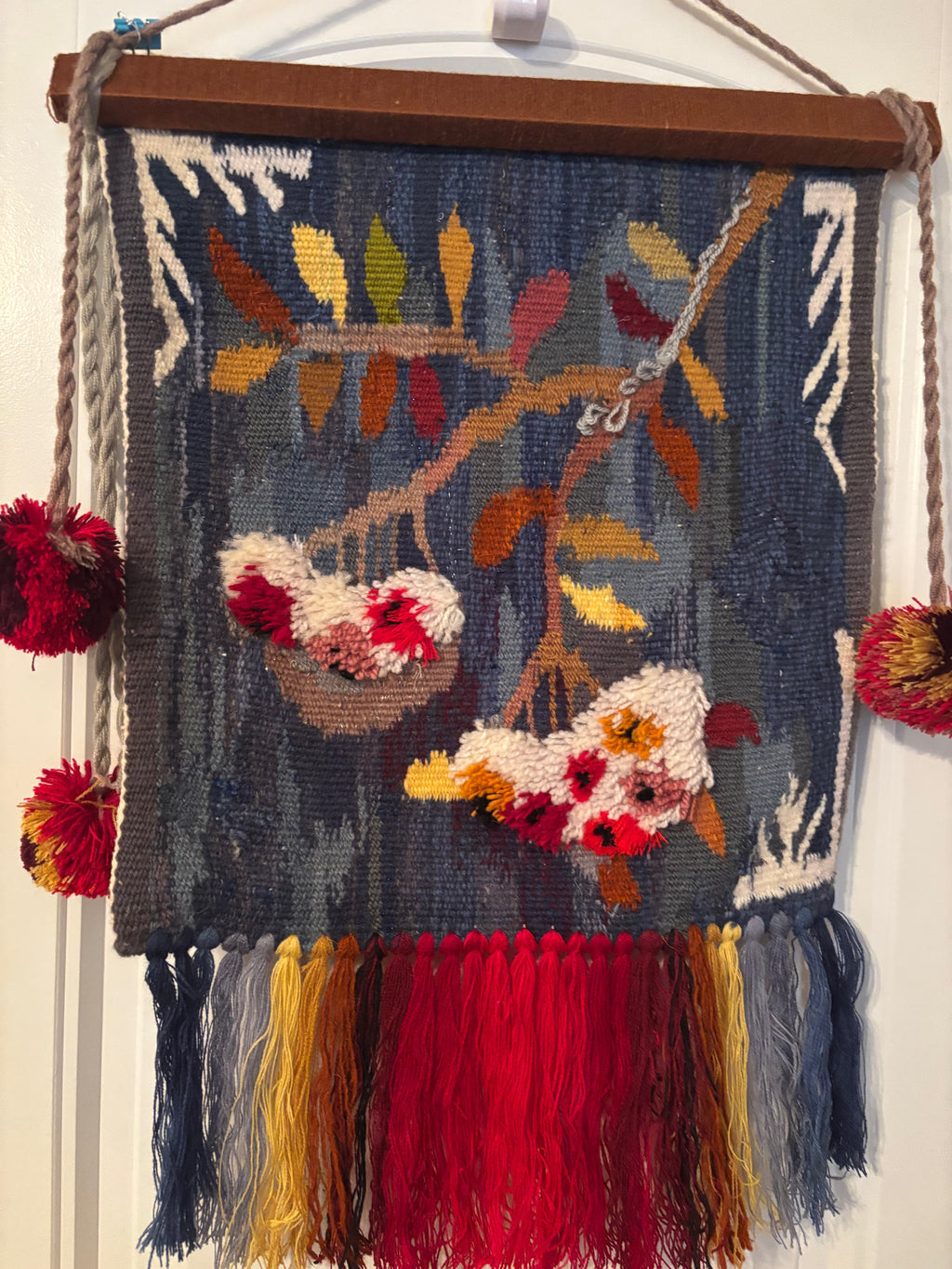 Ukrainian Tapestry Kilim Hand Woven Rug Ukrainian Folk Art with Tree Ornament 13.5X15X0.5 inches